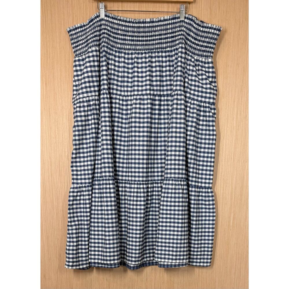Universal Thread High Rise Tiered Gingham Midi Skirt Womens Size 3X Smocked
